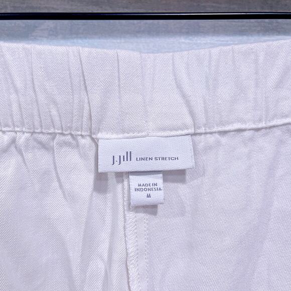 J Jill Linen Stretch Button Hem Ankle Pants White High Rise Womens Medium - Picture 7 of 8